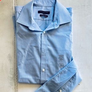 Tommy Hilfiger Men’s Slim Fit Th Flex Collar Dress Shirt, Cobalt, 16 1/2- 34/35